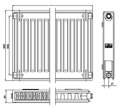 Kermi FKO 12 900x1100 панельный радиатор с боковым подключением