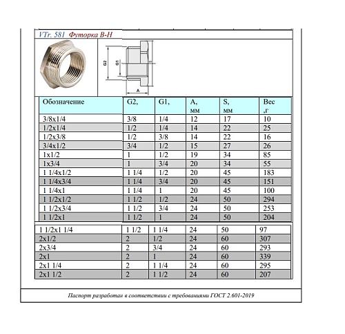 Valtec 1/2" х 1/4" Футорка резьбовая