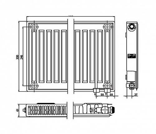 Kermi FTV 11 300x3000 панельный радиатор с нижним подключением