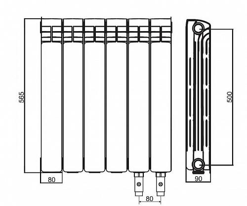 Rifar Alum Ventil 500 - 15 секции алюминиевый радиатор с нижним левым подключением