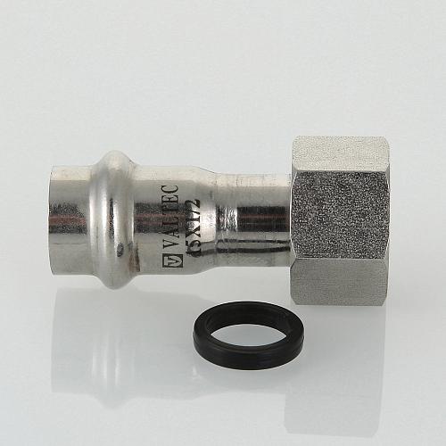 VALTEC 15 мм х 1/2" Пресс-фитинг из нержавеющей стали с накидной гайкой