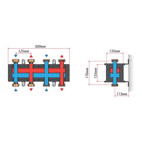 Huch EnTEC Распределительный модуль KRU НГ 1 1/2" на 3 выхода