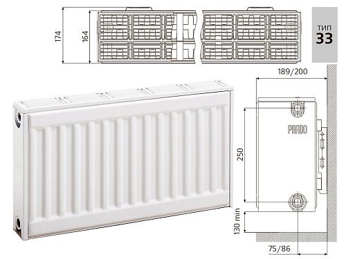 Prado Classic C33 600х500 панельный радиатор с боковым подключением