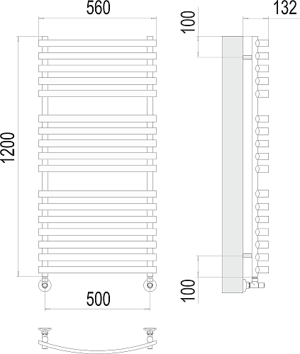 Terminus Капри П17 500х1200 Водяной полотенцесушитель