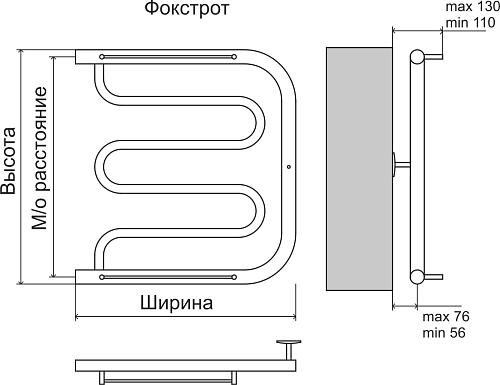 Terminus Фокстрот 1" 600х400 Водяной полотенцесушитель 