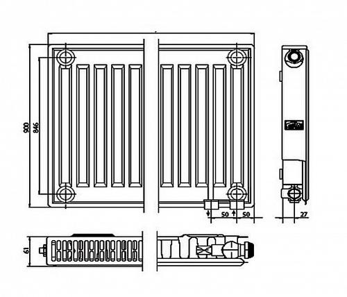 Kermi FTV 11 900x600 панельный радиатор с нижним подключением