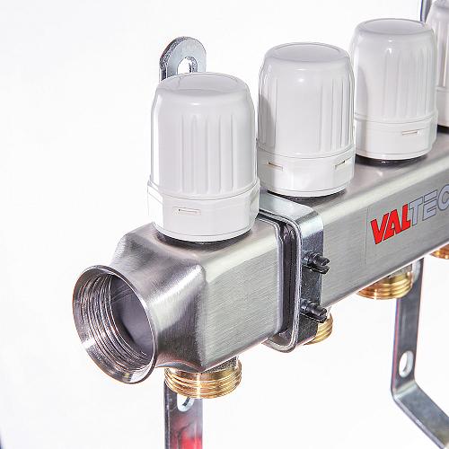 Valtec 1", 5 x 3/4", "евроконус" Коллекторный блок с регулировочными клапанами и расходомерами