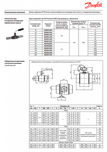 Danfoss DN80 (065N4285G) Кран шаровой с рукояткой под приварку