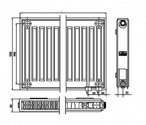 Kermi FTV 12 500x1000 панельный радиатор с нижним подключением