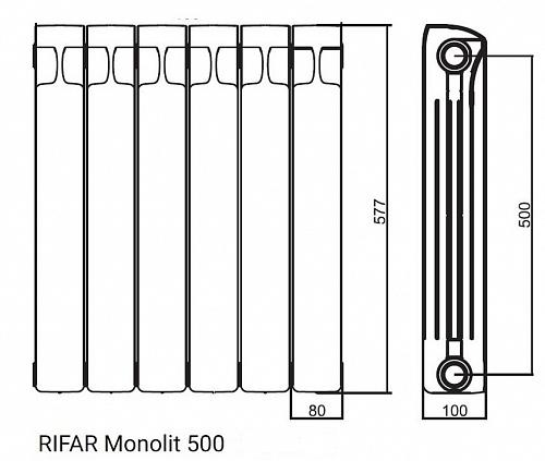Rifar Monolit 500 12 секции антрацит биметаллический секционный радиатор