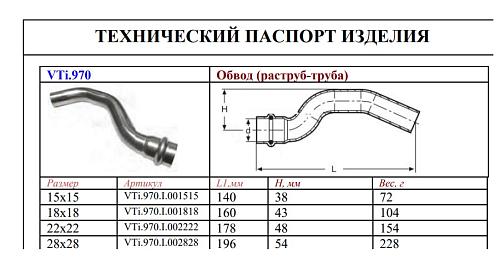 VALTEC 15 х 15 мм Однораструбный пресс-обвод из нержавеющей стали