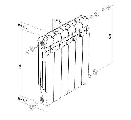 Royal Thermo Indigo 500 2.0 04 секции Алюминиевый радиатор