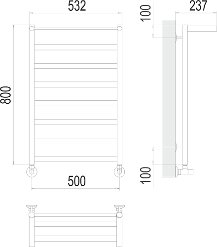 Terminus Хендрикс П8 500х800 Водяной полотенцесушитель 