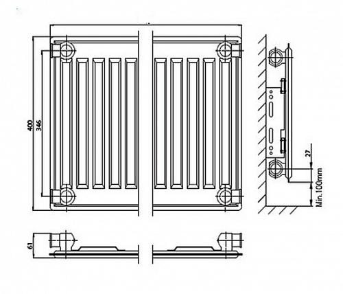 Kermi FTV 10 400x2000 панельный радиатор с нижним подключением