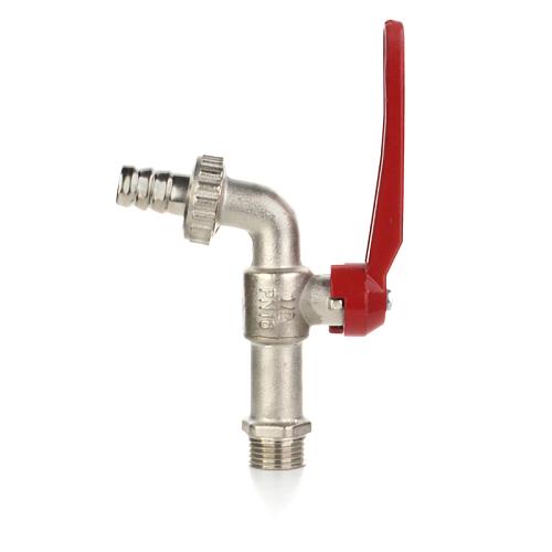 Elsen Кран шаровой сливной латунный угловой со штуцером 1/2", ручка - рычаг