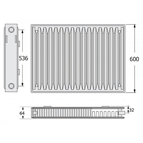 Kermi FKO 12 600x1400 панельный радиатор с боковым подключением