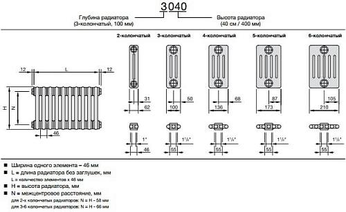 Zehnder Charleston Completto 2056/14 секций V001 1/2 RAL 9016 нижнее подключение