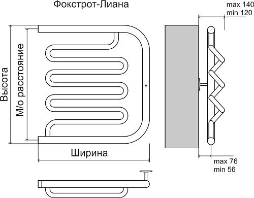 Terminus Фокстрот Лиана 1" 600х600 Водяной полотенцесушитель 