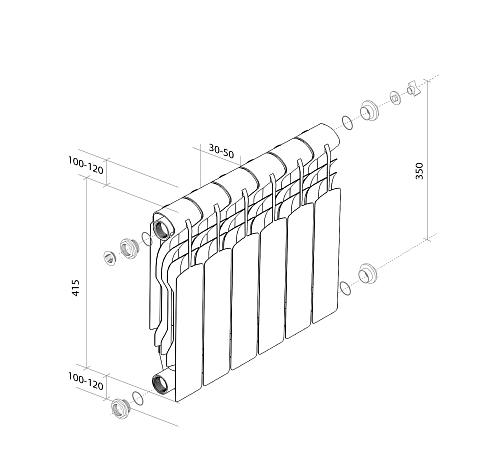 Royal Thermo Revolution Bimetall 350/ 3 секции БиМеталлический радиатор