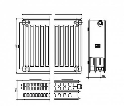Kermi FKO 33 900х1800 панельный радиатор с боковым подключением