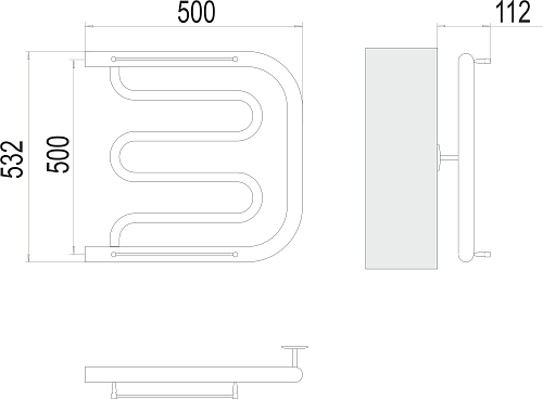 Terminus Фокстрот 1" БШ 500х500 Водяной полотенцесушитель 