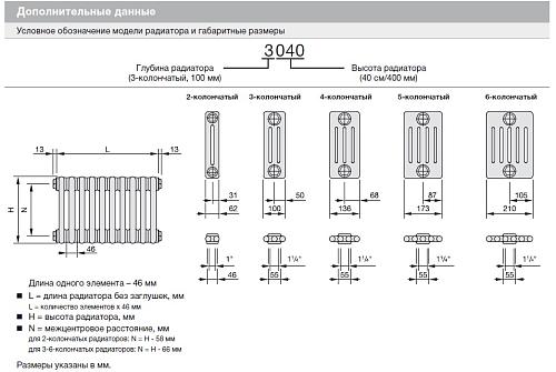 Zehnder Charleston 2056/16 секций №1270 3/4" RAL 9016 боковое подключение