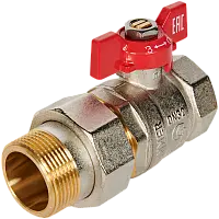 ROMMER Кран шаровой с американкой, ВР/НР, ручка бабочка 1 1/4"