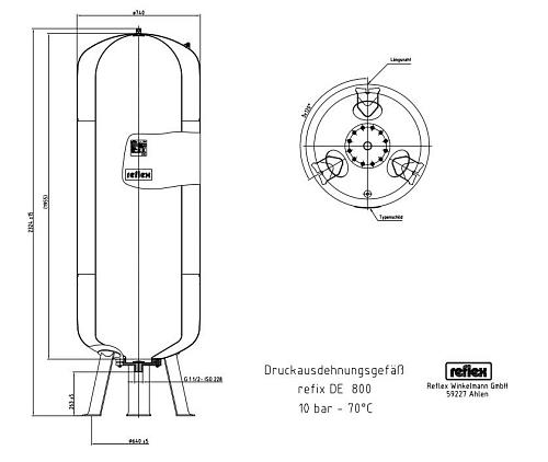 Reflex DE 800 PN10 гидроаккумулятор для систем водоснабжения