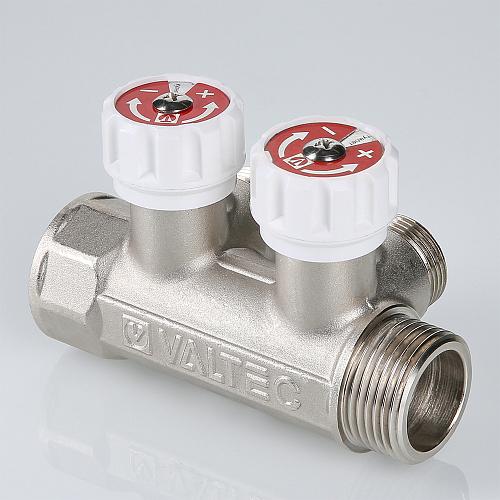 Valtec 1", 4 х 3/4" Коллектор 4 вых.с регулирующими вентилями и выходами стандарта (евроконус)