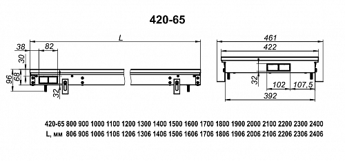 Techno Usual 420-65-3800 KVZ Внутрипольный конвектор с естественной конвекцией