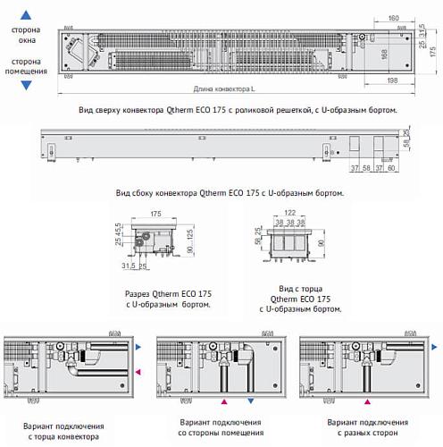 Varmann Qtherm ECO 175-90-1600 Внутрипольный конвектор с принудительной конвекцией