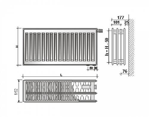 Purmo Compact С33 300x400 стальной панельный радиатор с боковым подключением