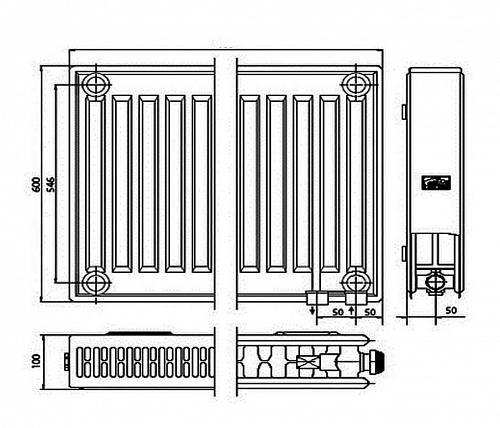 Kermi FTV 22 600x900 панельный радиатор с нижним подключением