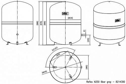 Reflex N 250 6bar мембранный расширительный бак для закрытых систем отопления