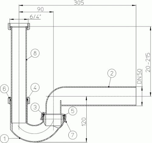 HL 100G/40 Сифон DN40