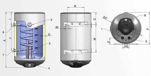 ELDOM THERMO Настенный комбинированный водонагреватель с одним теплообменником, 120 л., арт.  WV12046TRG 